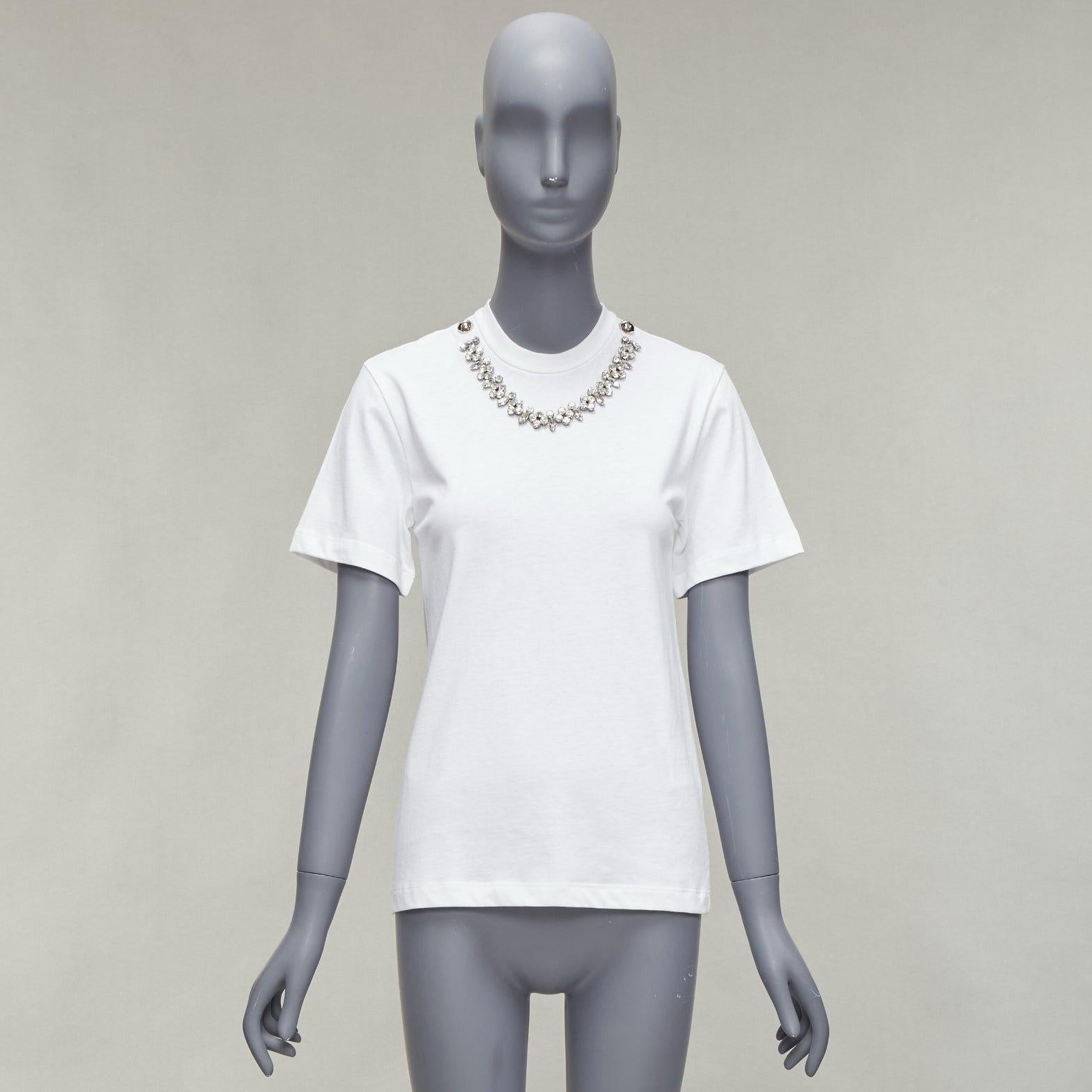 CHRISTOPHER KANE crystal rhinestone dome stud necklace white cotton tshirt XS For Sale 4