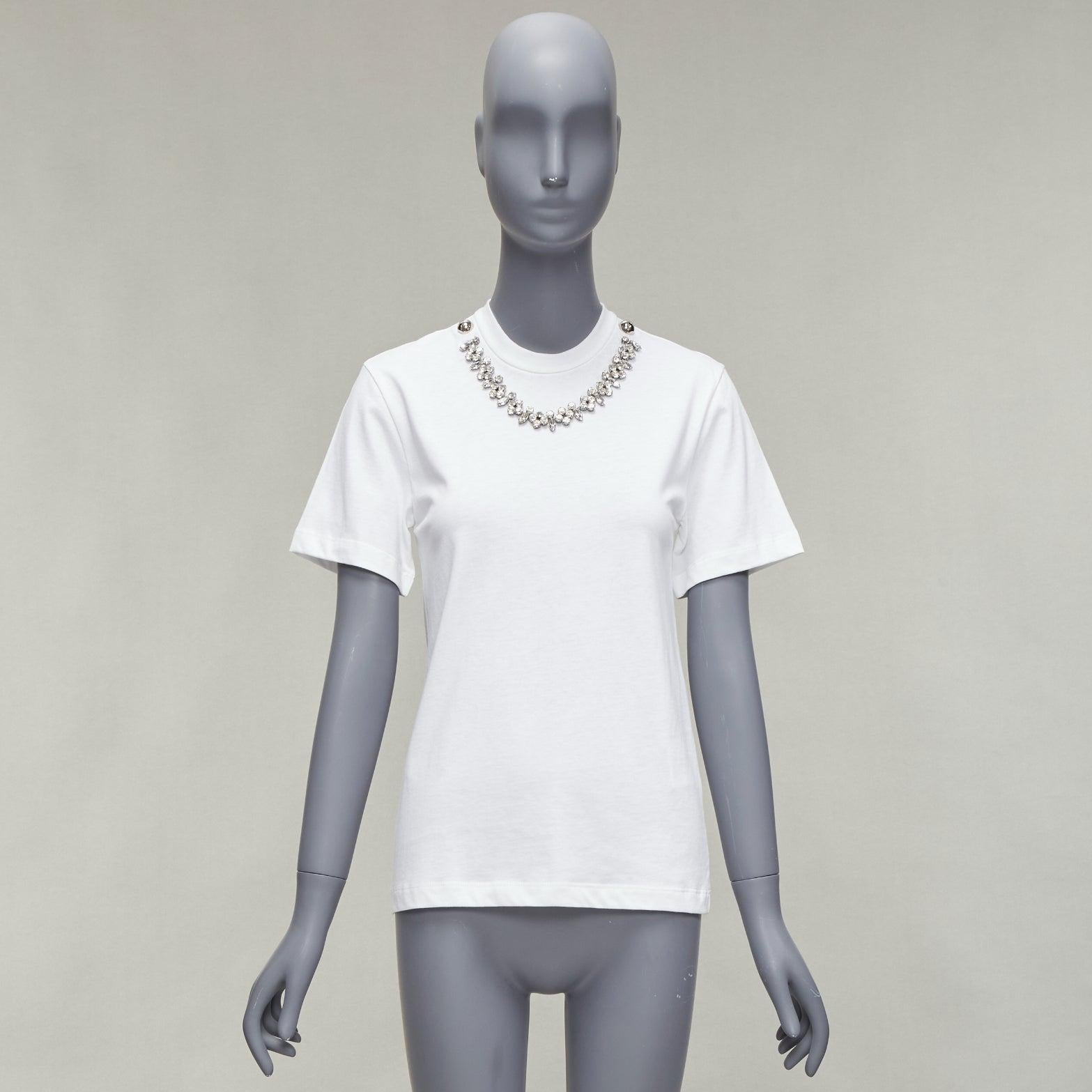 CHRISTOPHER KANE crystal rhinestone dome stud necklace white cotton tshirt XS For Sale 5