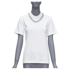 CHRISTOPHER KANE collar de tachuelas con cúpula de strass de cristal camiseta blanca de algodón XS