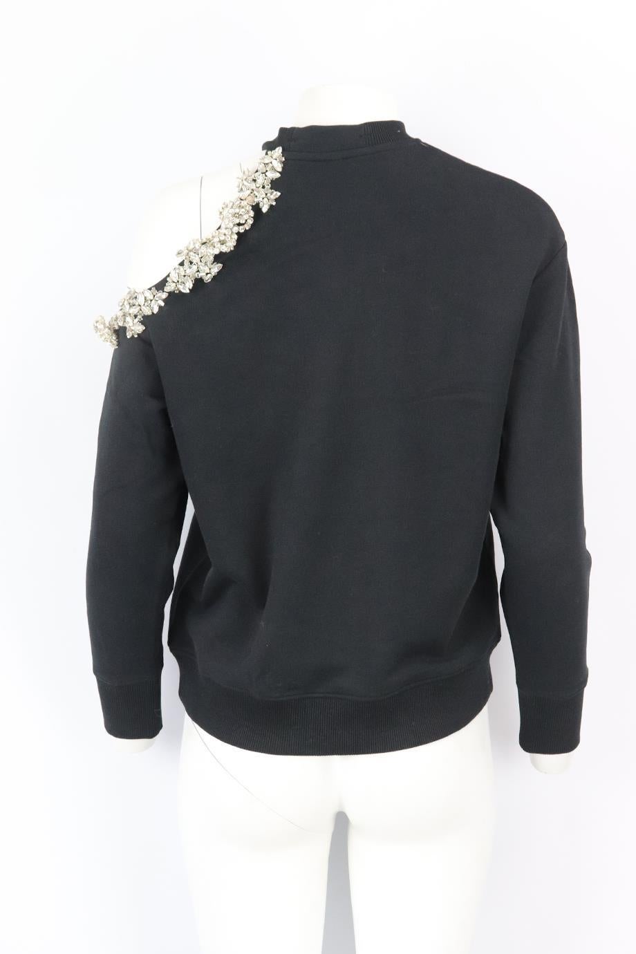 Black Christopher Kane Cutout Embellished Cotton Jersey Sweatshirt Xsmall