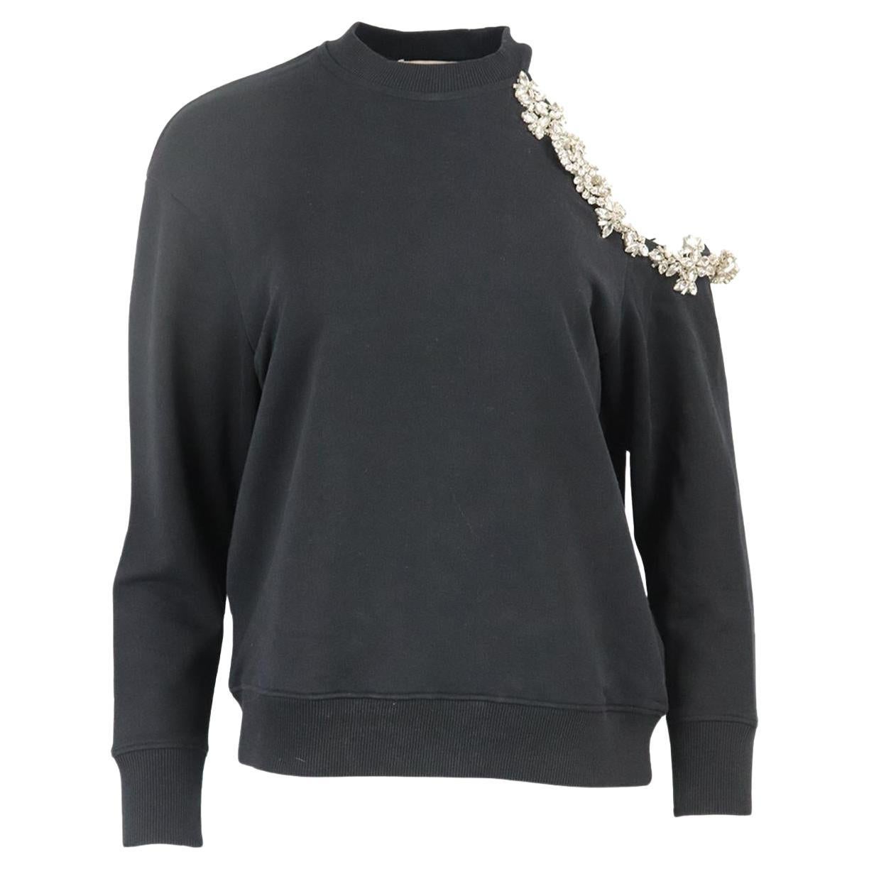 Christopher Kane Cutout Embellished Cotton Jersey Sweatshirt Xsmall