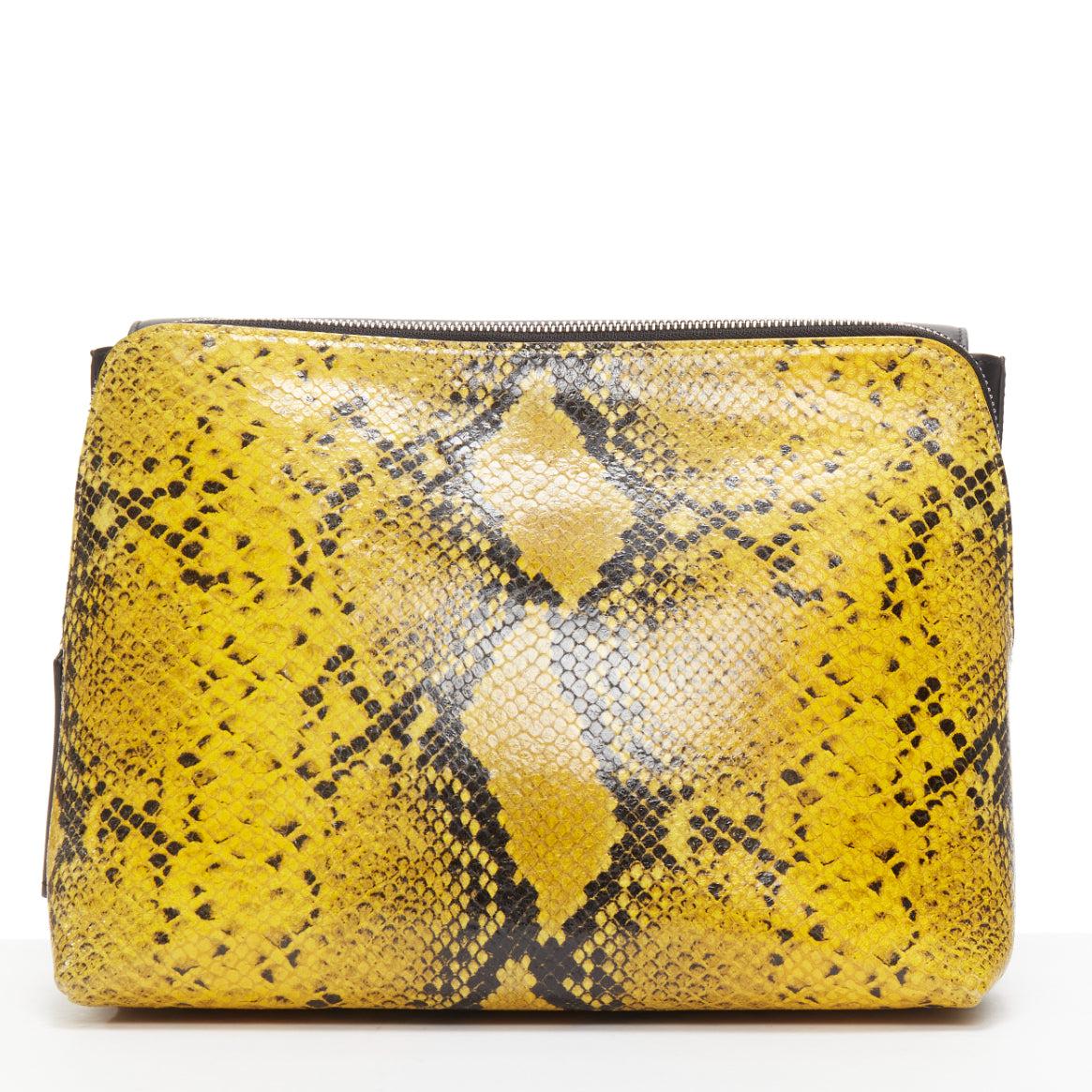 Women's CHRISTOPHER KANE Dual black yellow scaled leather plastic strap reversible bag For Sale