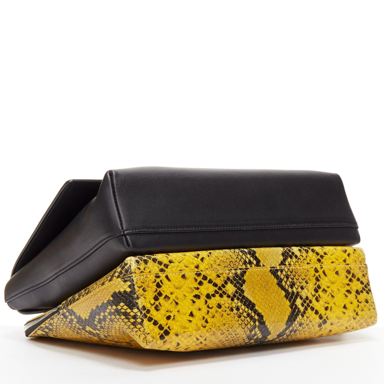 CHRISTOPHER KANE Dual black yellow scaled leather plastic strap reversible bag For Sale 2