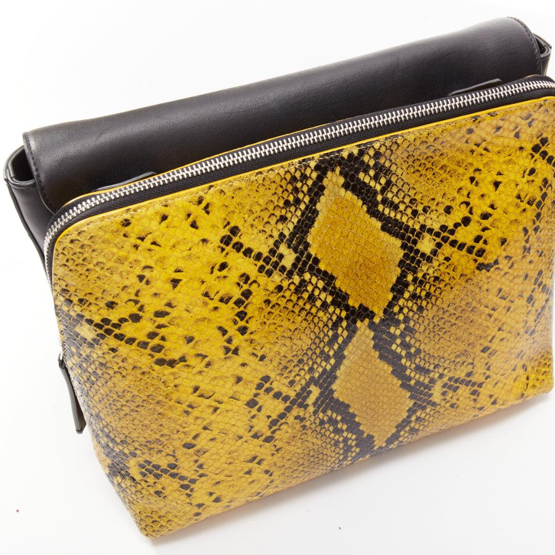 CHRISTOPHER KANE Dual black yellow scaled leather plastic strap reversible bag For Sale 2