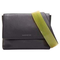 CHRISTOPHER KANE Dual black yellow scaled leather plastic strap reversible bag