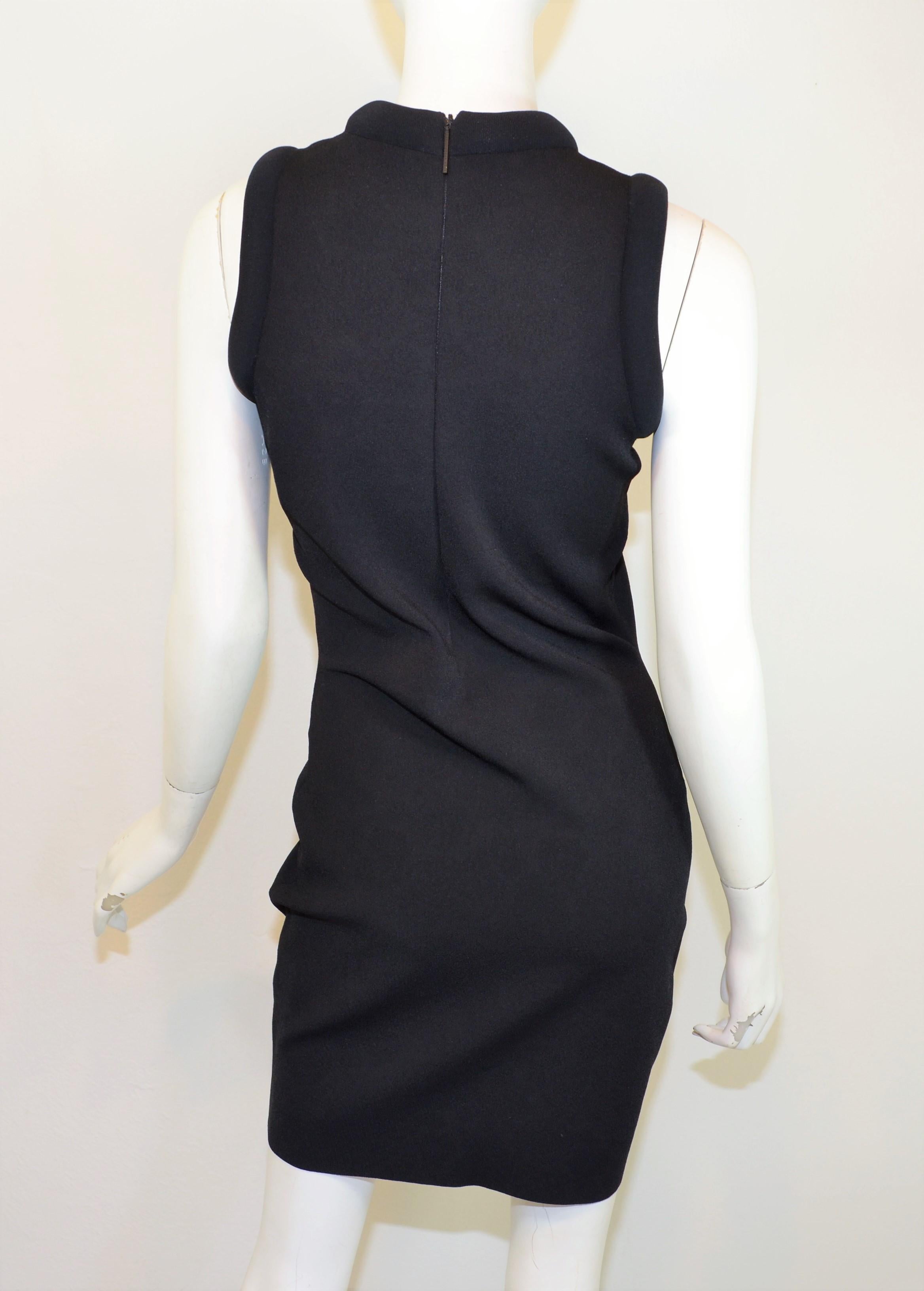 Christopher Kane Fitted Black Dress with Tubed Collar In Excellent Condition In Carmel, CA