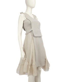 Christopher Kane Grey V-Neck Midi Layered Dress Size S