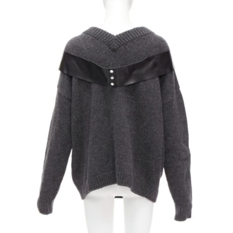 Women's CHRISTOPHER KANE grey wool rhinestone chain harness oversized sweater dress XS For Sale