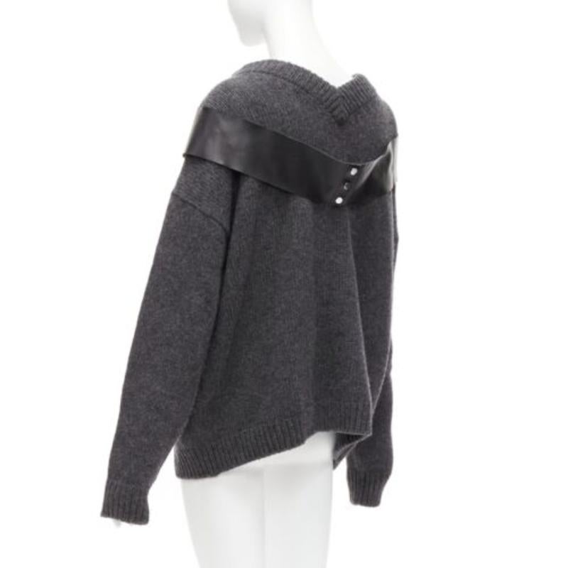 CHRISTOPHER KANE grey wool rhinestone chain harness oversized sweater dress XS For Sale 1