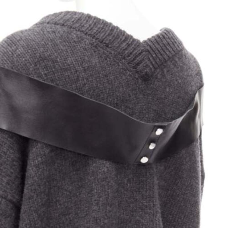 CHRISTOPHER KANE grey wool rhinestone chain harness oversized sweater dress XS For Sale 2