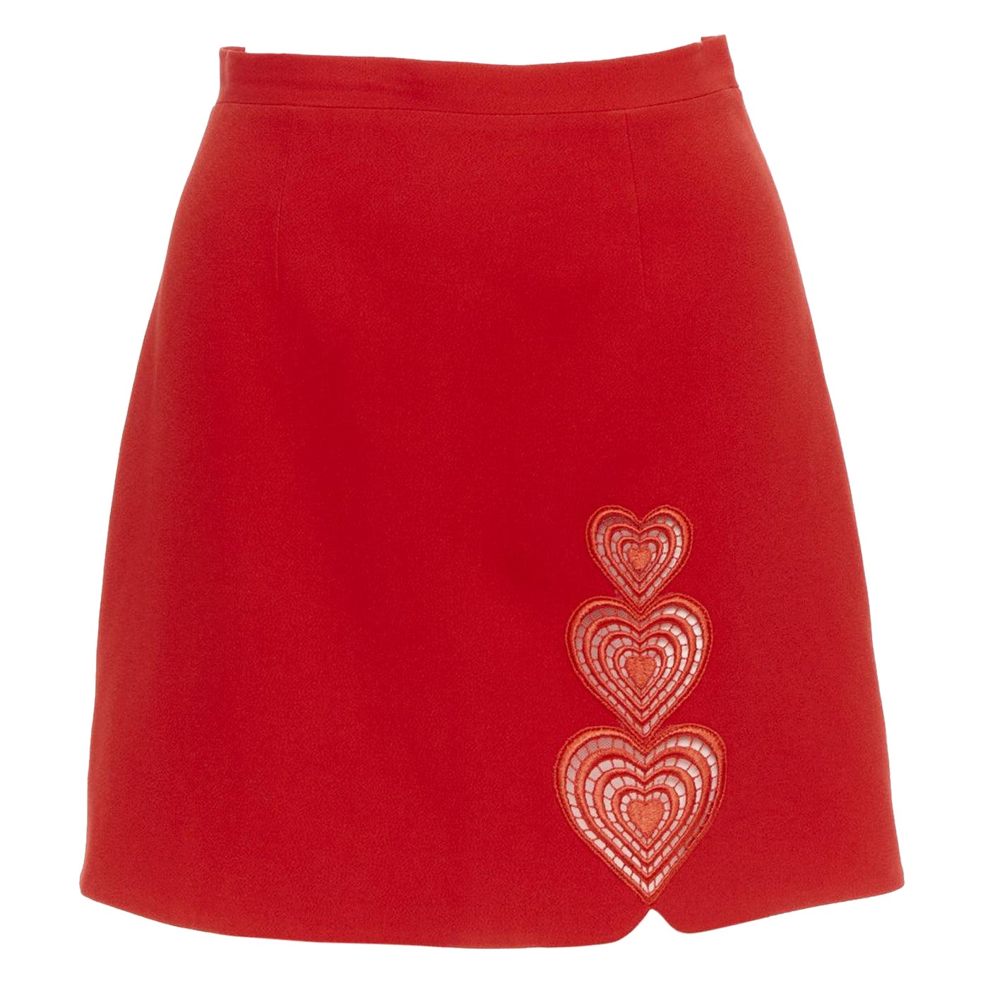 CHRISTOPHER KANE falda de talle alto y corte lateral con bordado de corazón UK8 S en venta