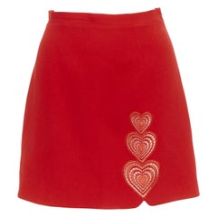 CHRISTOPHER KANE falda de talle alto y corte lateral con bordado de corazón UK8 S