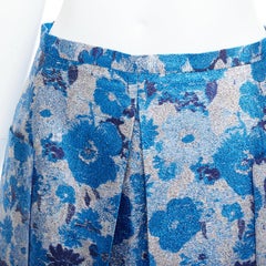 Christopher Kane Josefine, minigonna in jacquard floreale blu metallizzato UK10 M.
