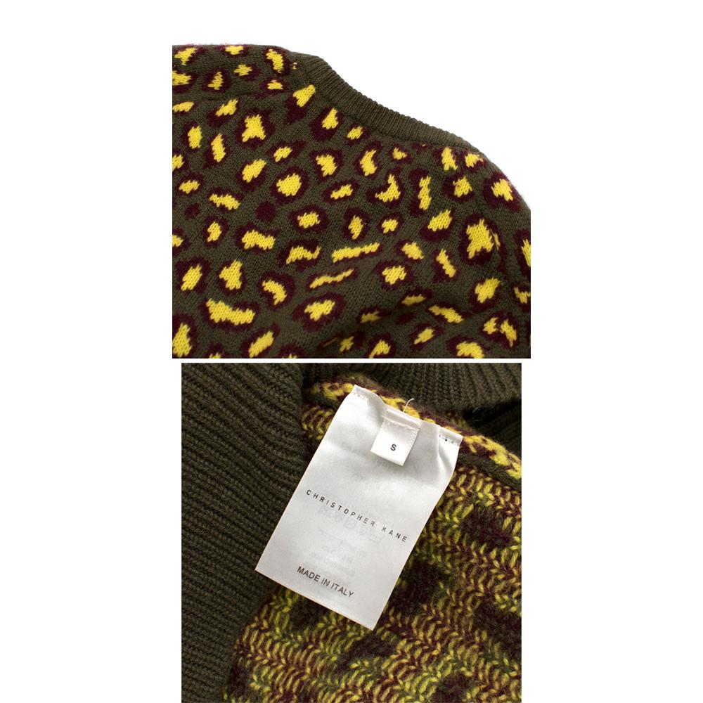 Christopher Kane Khaki & Yellow Leopard Print Cashmere Sweater SIZE S 5