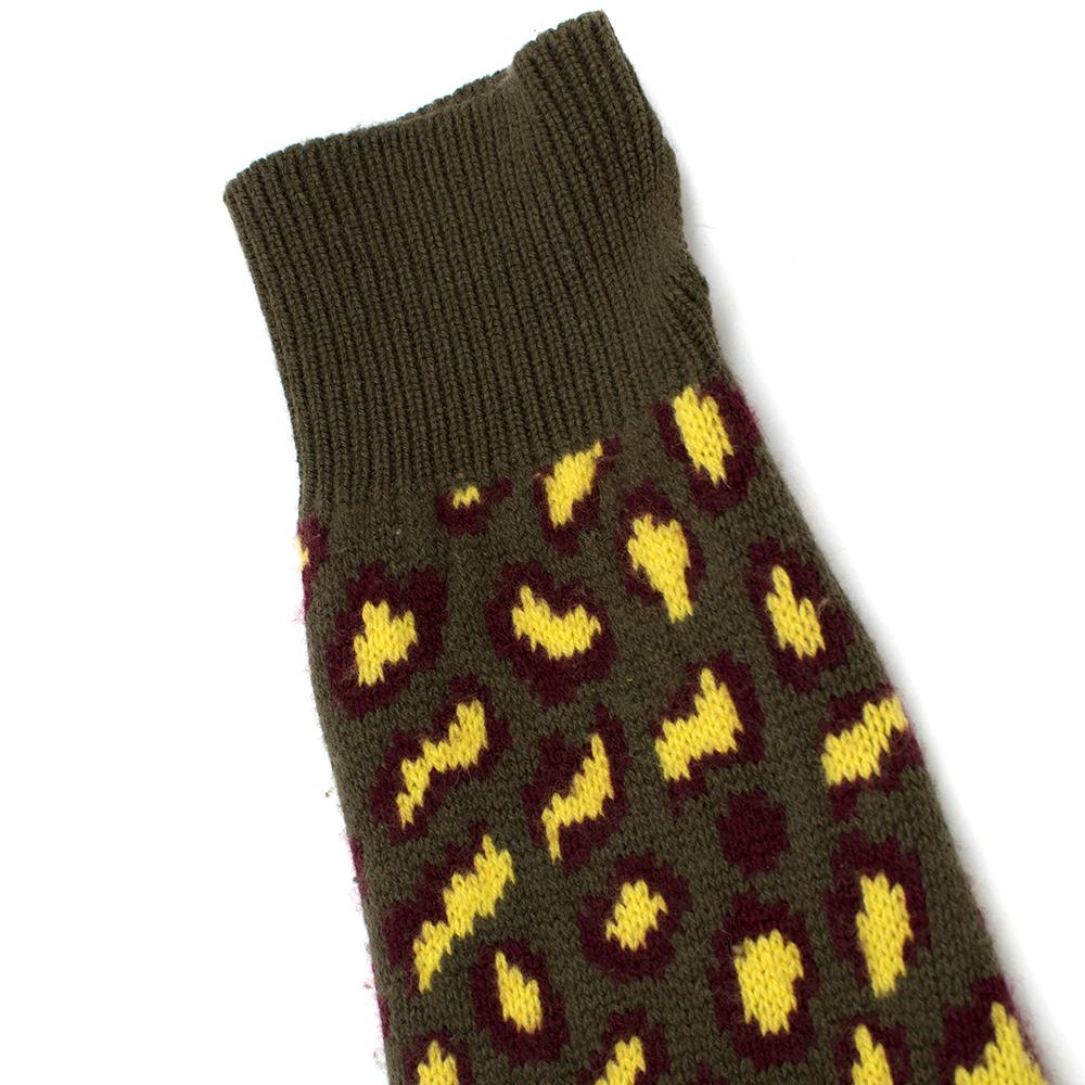 Christopher Kane Khaki & Yellow Leopard Print Cashmere Sweater SIZE S 2