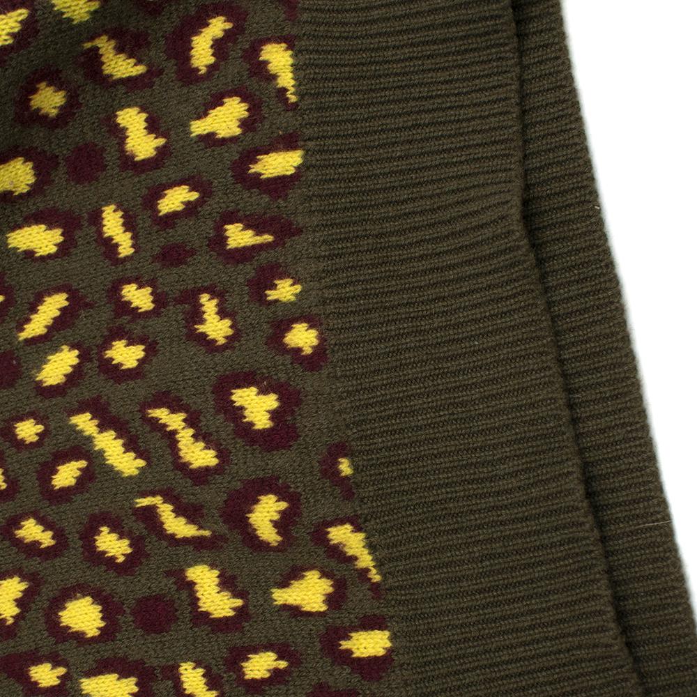 Christopher Kane Khaki & Yellow Leopard Print Cashmere Sweater SIZE S 4