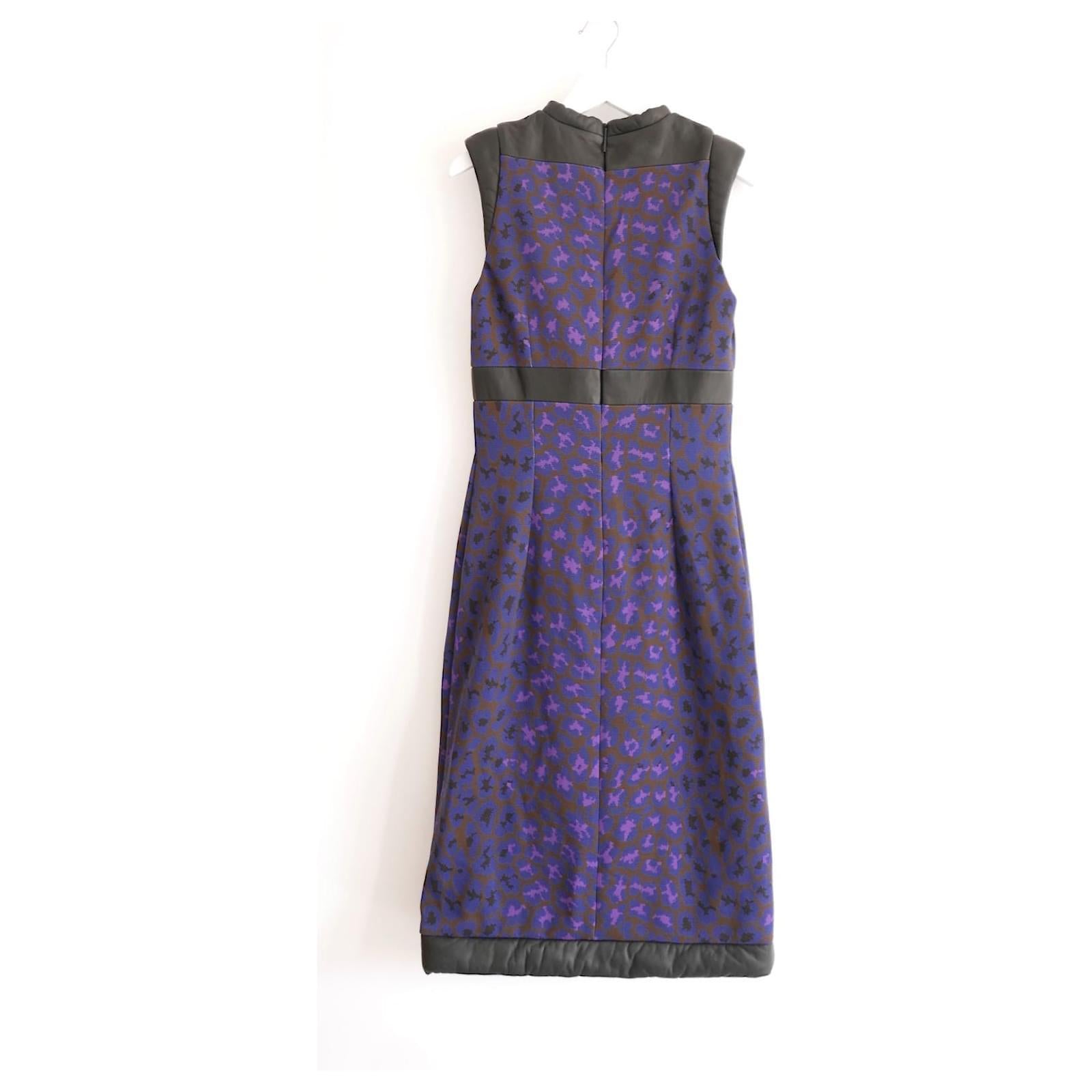 Women's Christopher Kane Leopard Brocade & Quilted Leather Dress For Sale