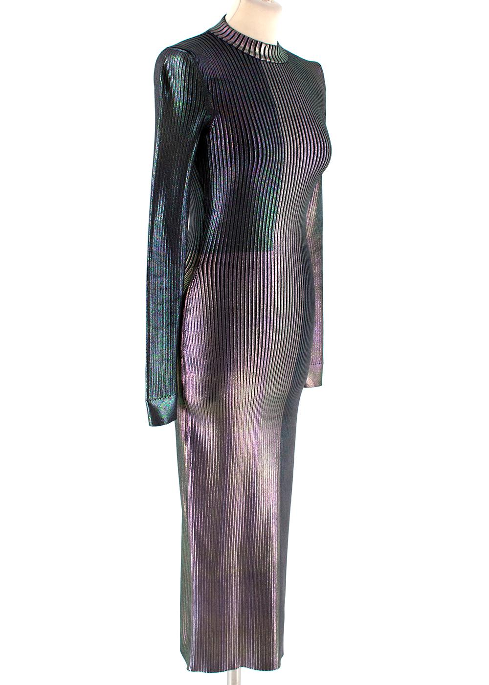Christopher Kane Metallic Ribbed Knit Midi Dress - Size XS 5