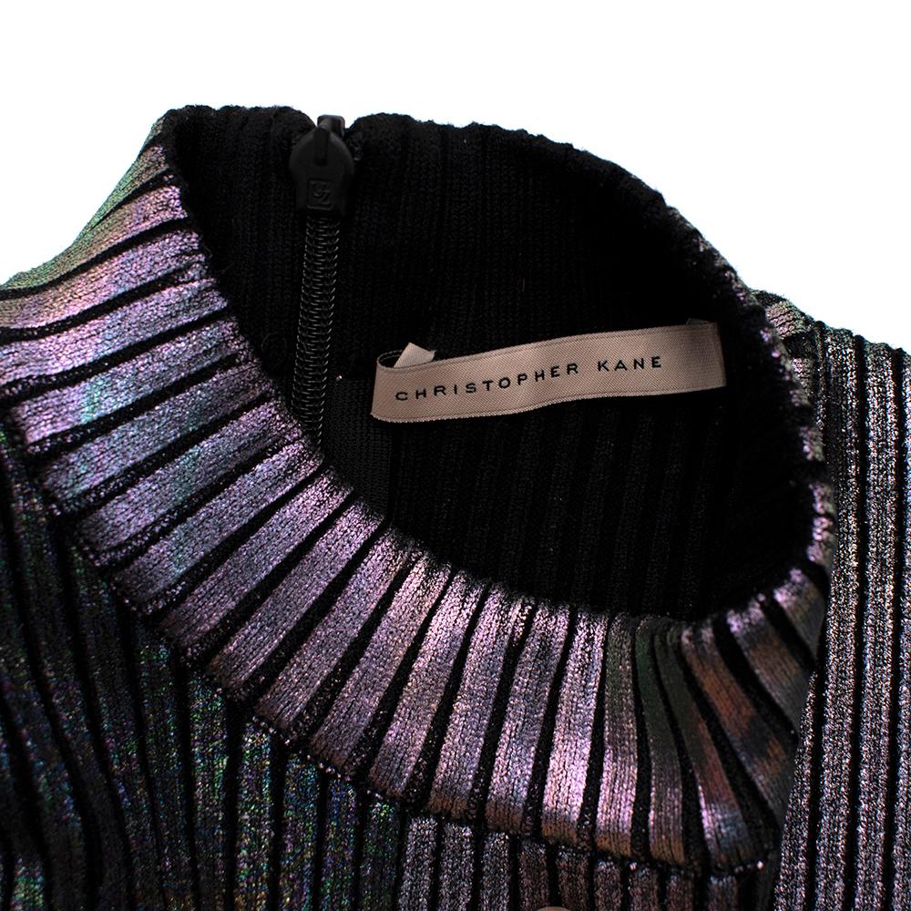 Christopher Kane Metallic Ribbed Knit Midi Dress - Size XS 1