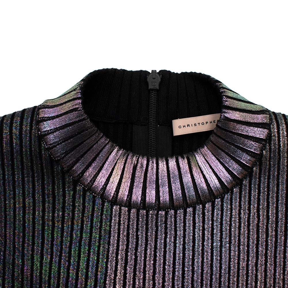 Christopher Kane Metallic Ribbed Knit Midi Dress - Size XS 2