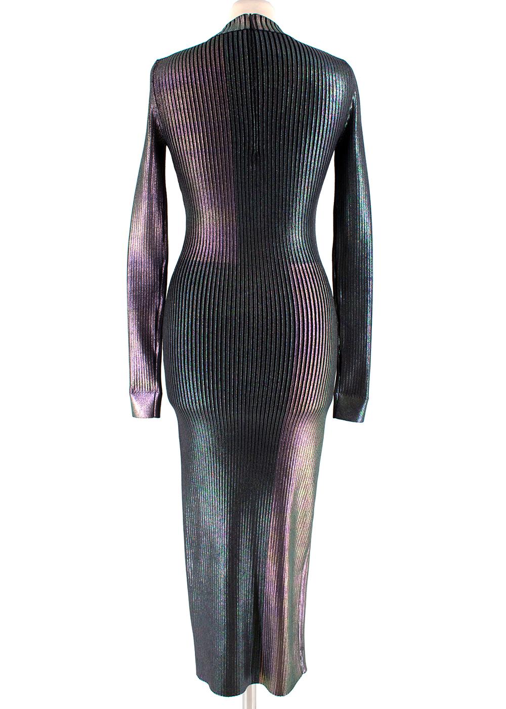 Christopher Kane Metallic Ribbed Knit Midi Dress - Size XS 4