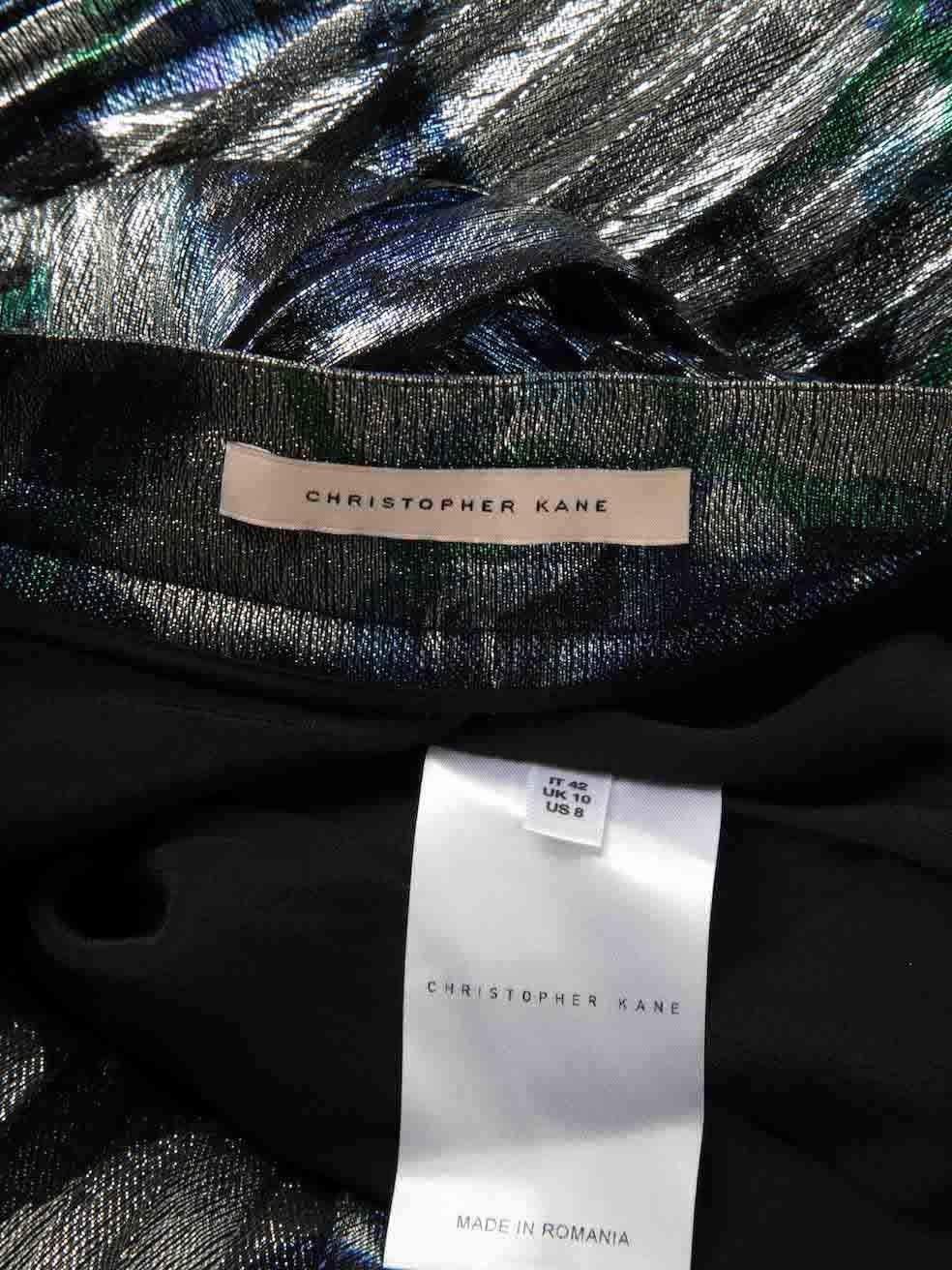 Christopher Kane Metallic Silk Floral Midi Skirt Size M For Sale 2