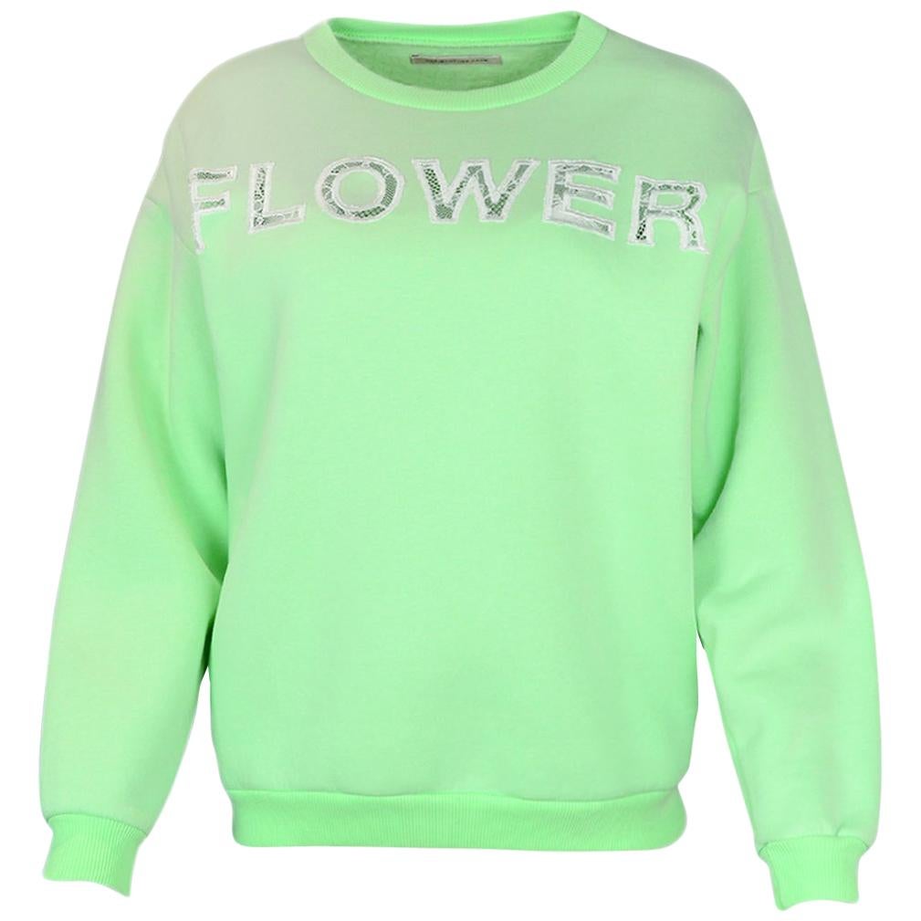 Christopher Kane Mint Green "Flower" Lace-Insert Crewneck Sweater sz XS