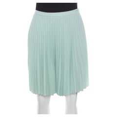Christopher Kane Mint Green Wool Pleated Mini Skirt S