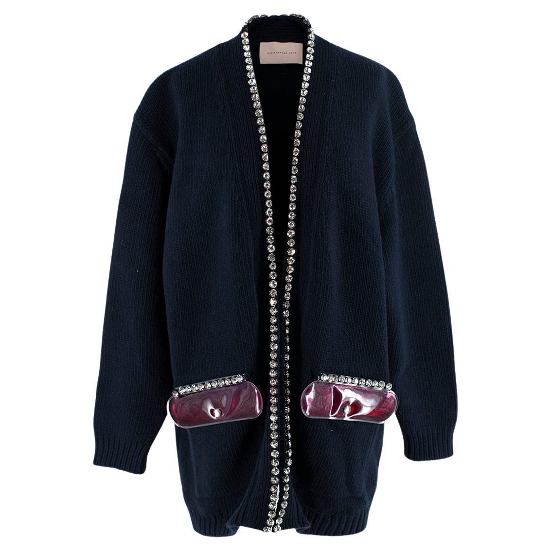 Josefin Contrast Zip Knit Jacket Black White