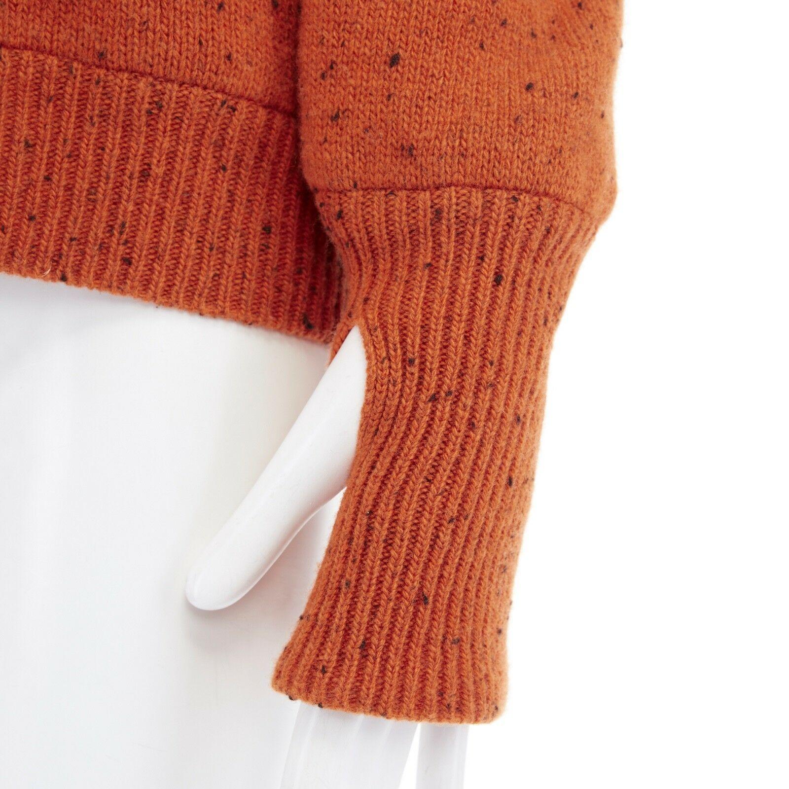 CHRISTOPHER KANE orange speckle virgin wool flower embroidered sweater top S 2