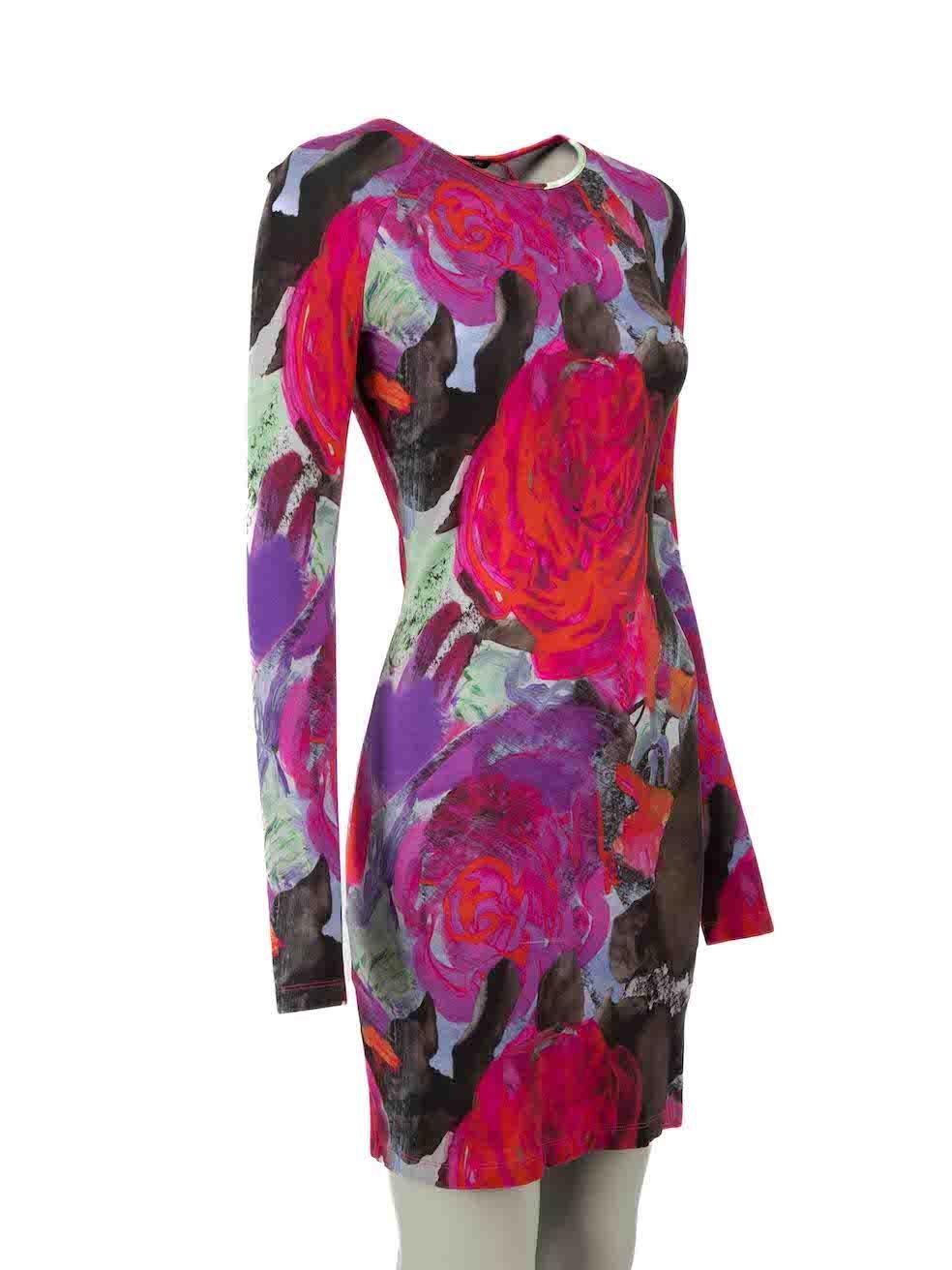 CONDITION is Very good. Hardly any visible wear to dress is evident on this used Christopher Kane designer resale item.
 
 Details
 Pink tone
 Viscose
 Mini dress
 Bodycon and stretchy
 Abstract print
 Round neckline
 Puff sleeves
 
 Made in Italy
