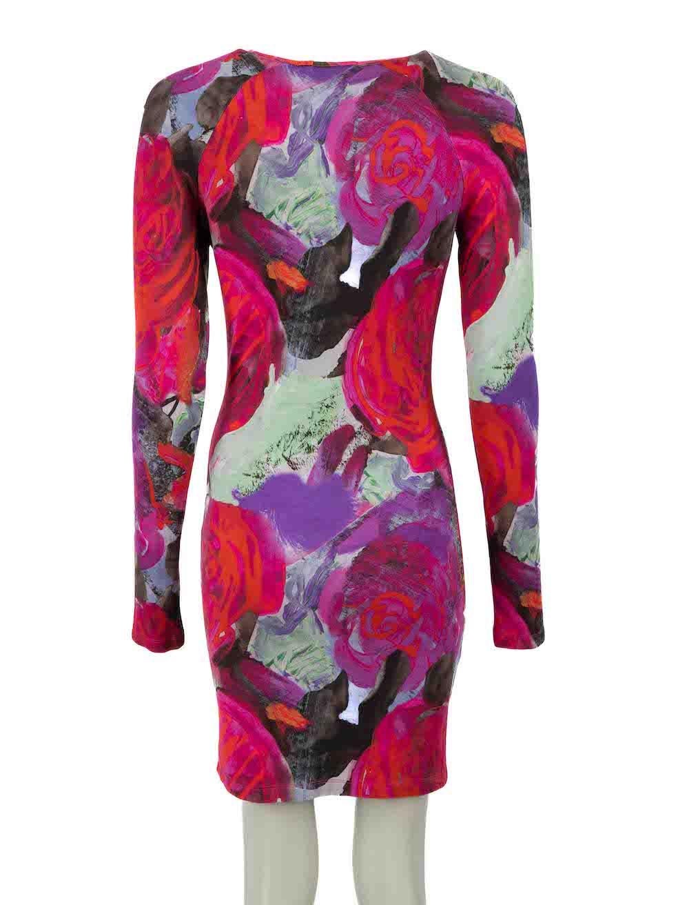 Brown Christopher Kane Pink Abstract Print Mini Dress Size M