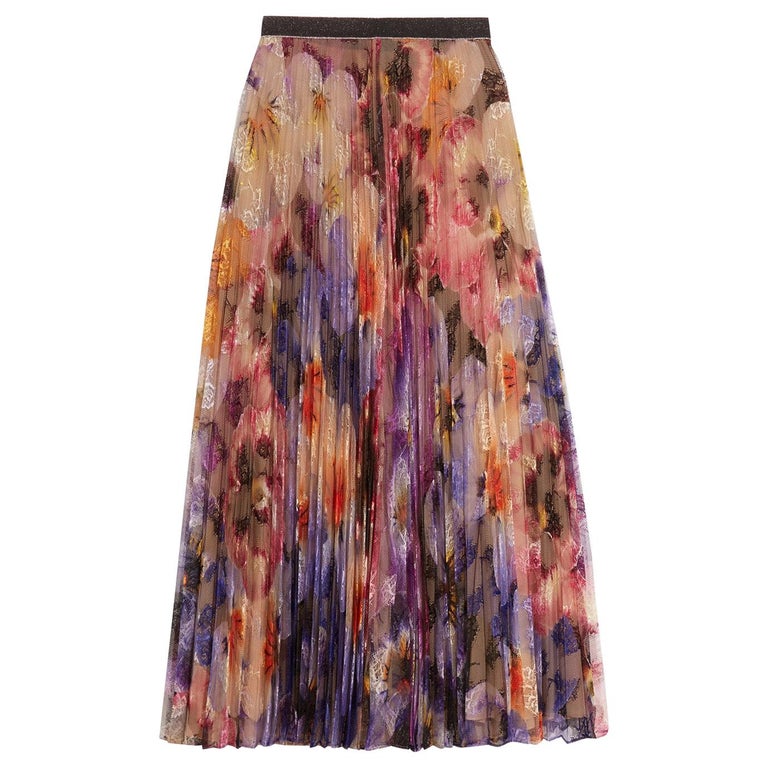 Christopher Kane Pleated Printed Lace Midi Skirt For Sale at 1stDibs ...