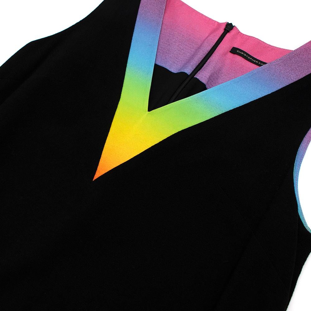 Christopher Kane Rainbow Collar Black Wool Dress - Size US 8 For Sale 3