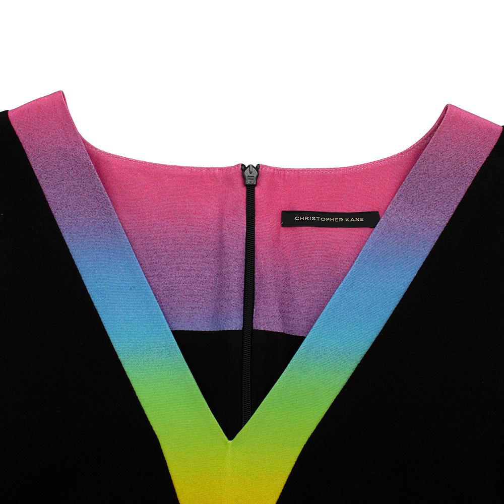 Christopher Kane Rainbow Collar Black Wool Dress - Size US 8 For Sale 5