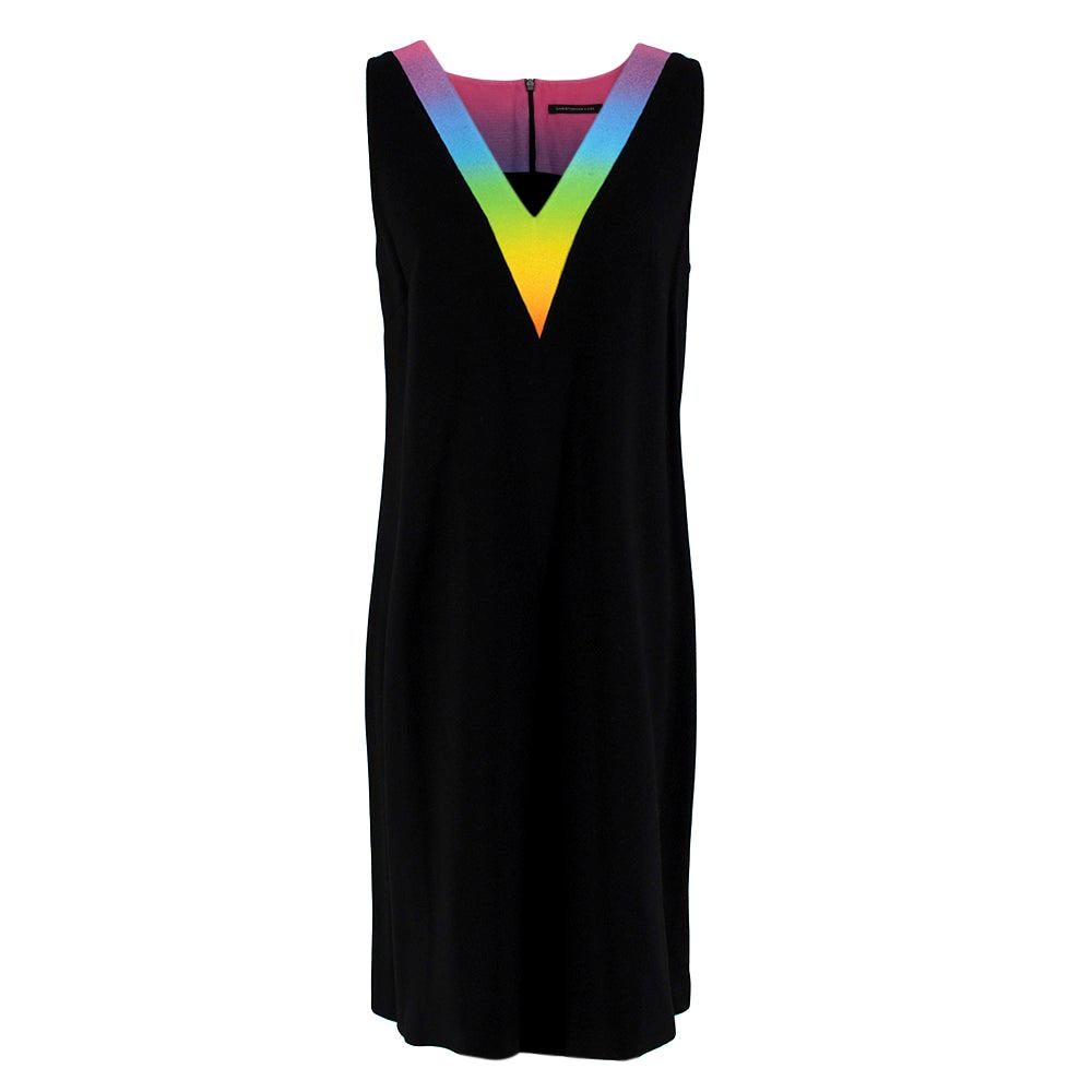 Christopher Kane Rainbow Collar Black Wool Dress - Size US 8 For Sale