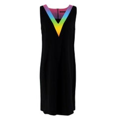 Christopher Kane Rainbow Collar Black Wool Dress - Size US 8