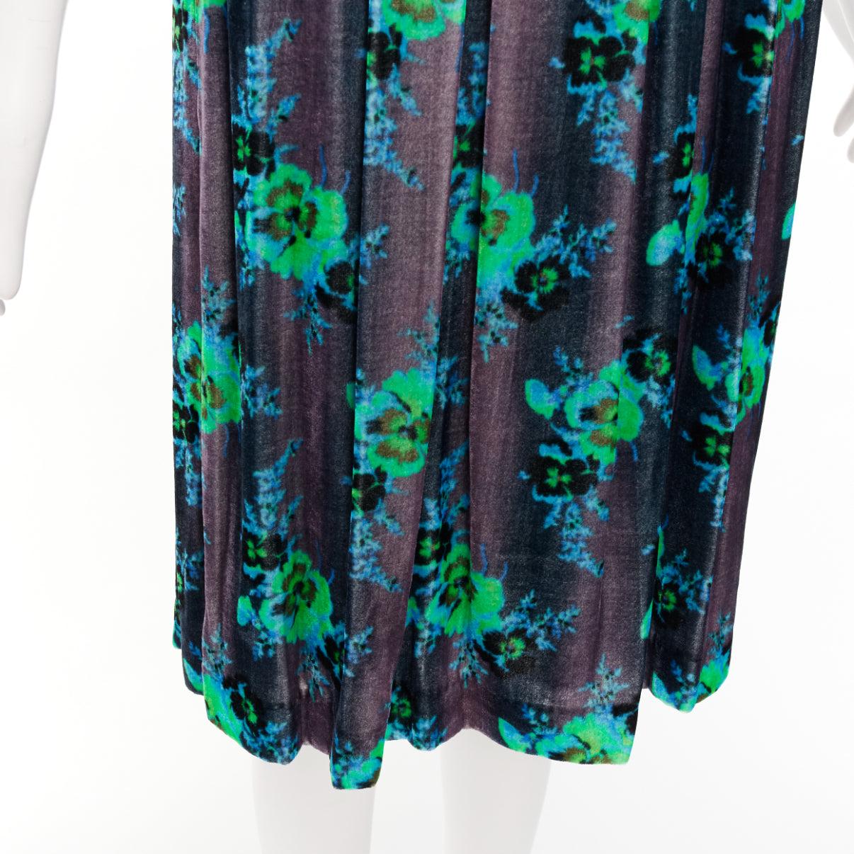 CHRISTOPHER KANE Runway green purple silk blend floral print overlay dress IT40 For Sale 2