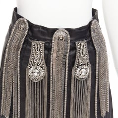 Christopher KANE Gonna in pelle d'agnello con catena d'argento IT40 S
