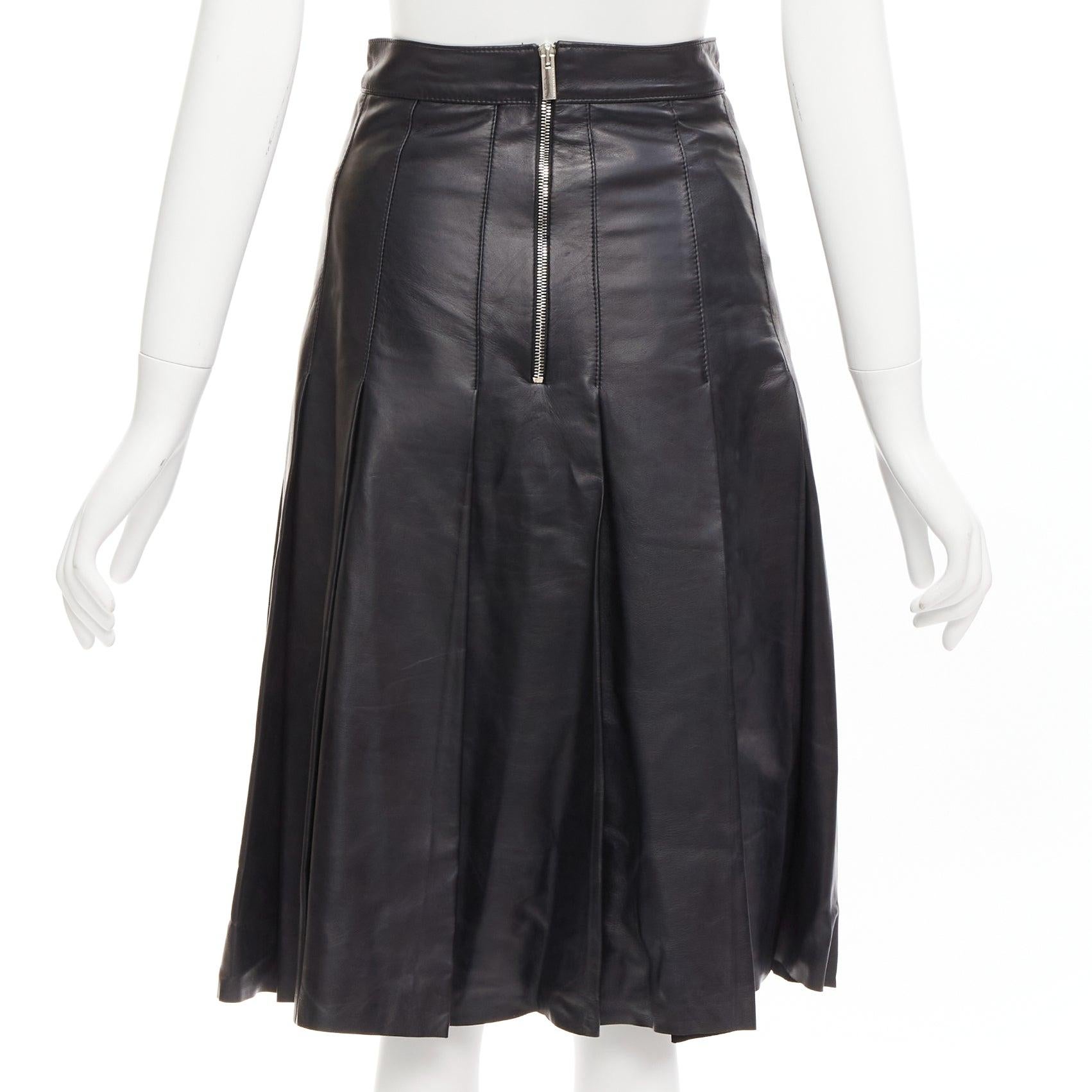 CHRISTOPHER KANE Runway lambskin leather silver chain embellished skirt IT40 S For Sale 1
