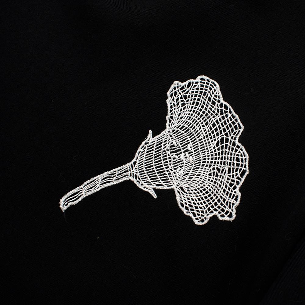 Christopher Kane Sheer Black Lace Flower Applique Sweatshirt - Size US 8 For Sale 4
