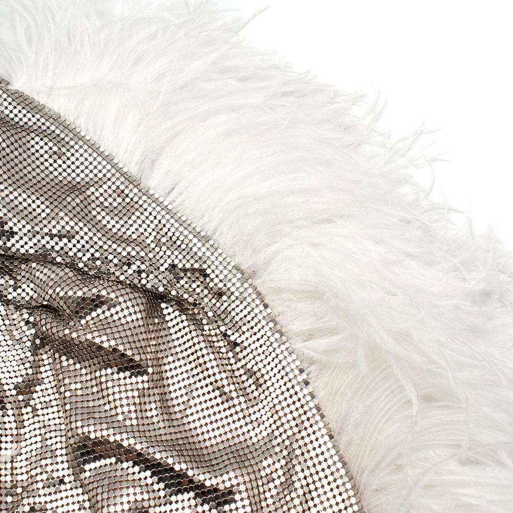 Grigio Christopher Kane Gonna in maglia argentata con piume di struzzo bianche - Taglia US 6