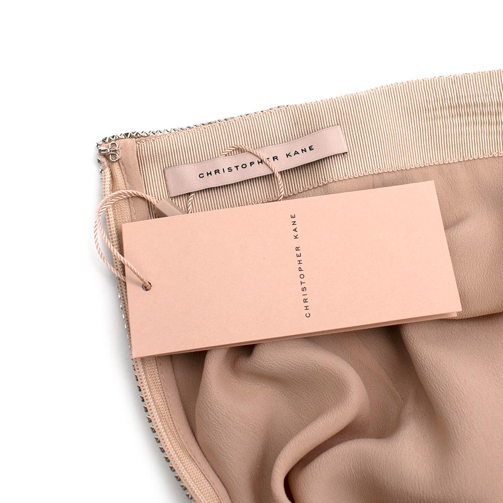 Christopher Kane Gonna in maglia argentata con piume di struzzo bianche - Taglia US 6 1