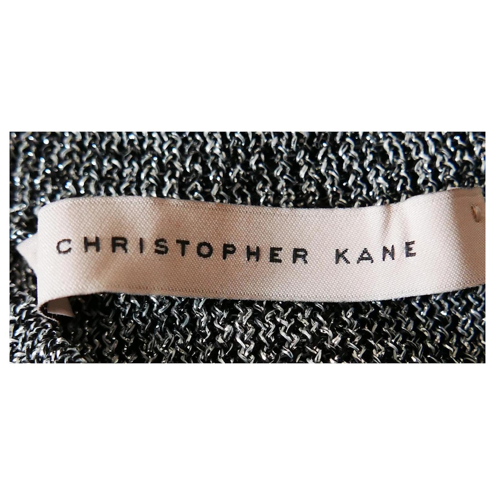 Christopher Kane silver lurex knit skinny sweater For Sale 1
