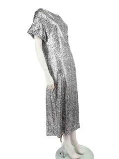 Christopher Kane Silver Snakeskin Sequin Midi Dress Size XL