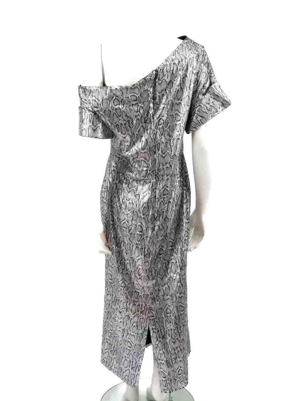 Christopher Kane Silver Snakeskin Sequin Midi Dress Size XL In New Condition For Sale In London, GB