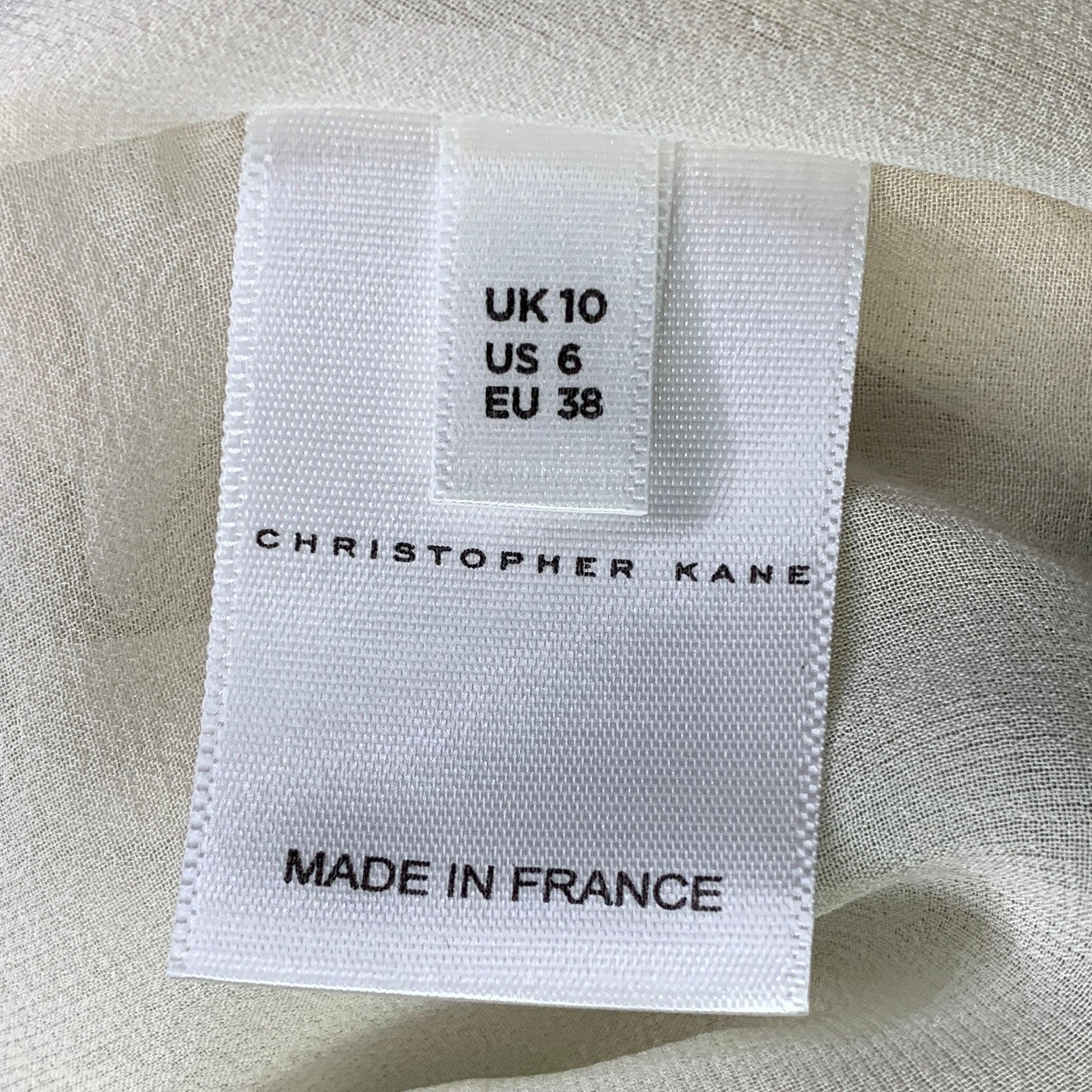 Women's CHRISTOPHER KANE Size 6 Green Cream Silk Pleated Above Knee Skirt For Sale