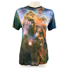 CHRISTOPHER KANE Size L Blue Multi-Color Galaxy Print Modal Crew-Neck T-shirt