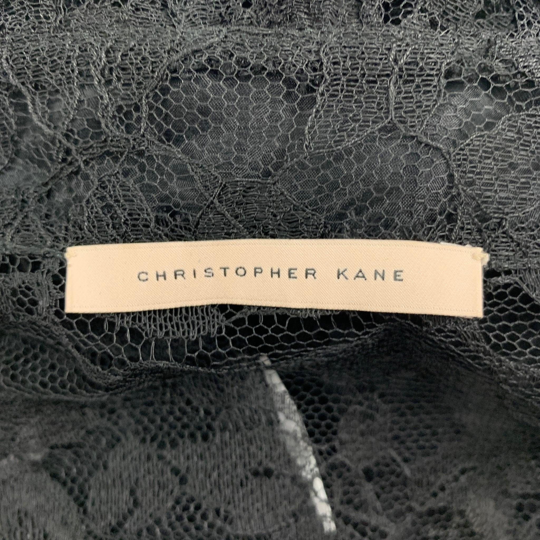 CHRISTOPHER KANE Size S Black Viscose Blend Lace High Collar Shirt For Sale 2