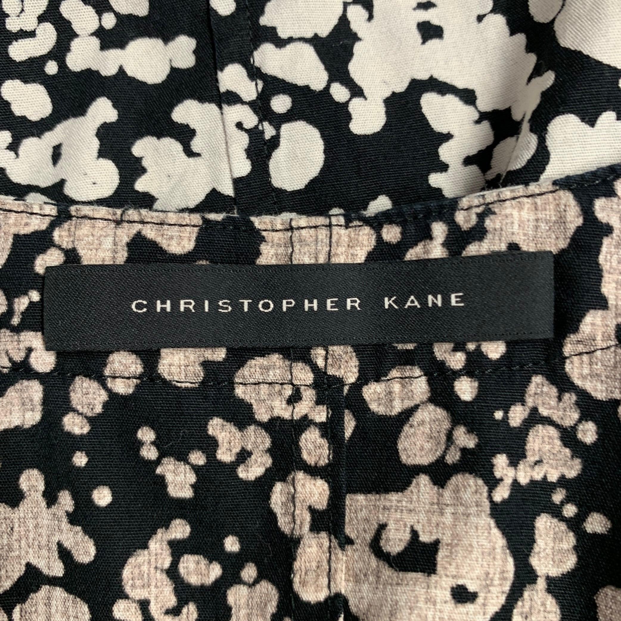 CHRISTOPHER KANE Size XXL Black White Splattered Cotton Short Sleeve Shirt For Sale 1